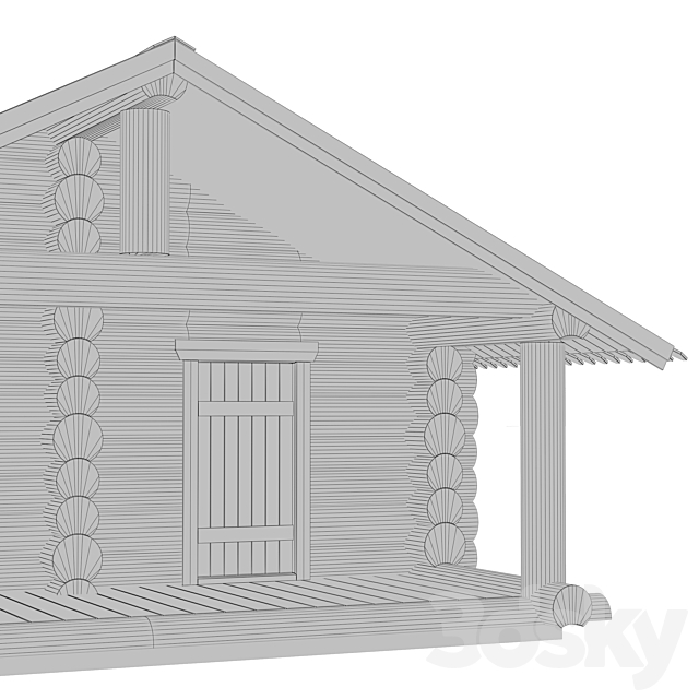 log house 3DS Max Model - thumbnail 3