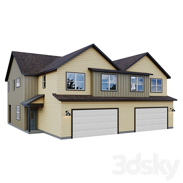 Low Poly American House 10 3ds Max - thumbnail 3