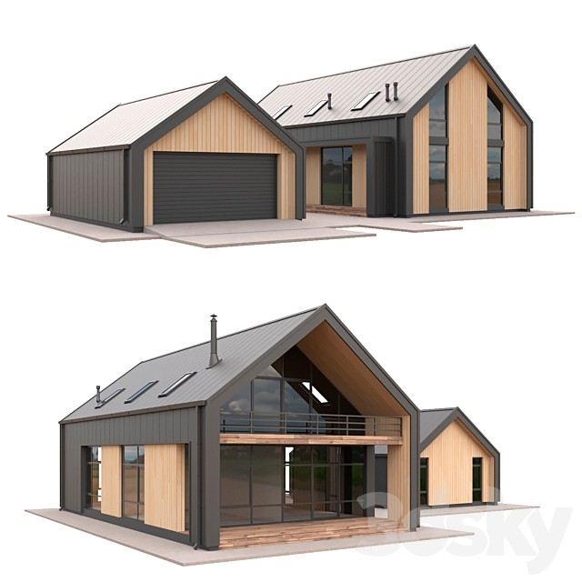 Low Poly Houses Set 04 3DS Max Model - thumbnail 3