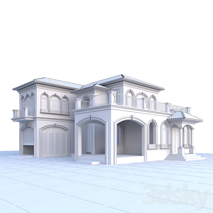 Mediterranean villa 3DS Max - thumbnail 2