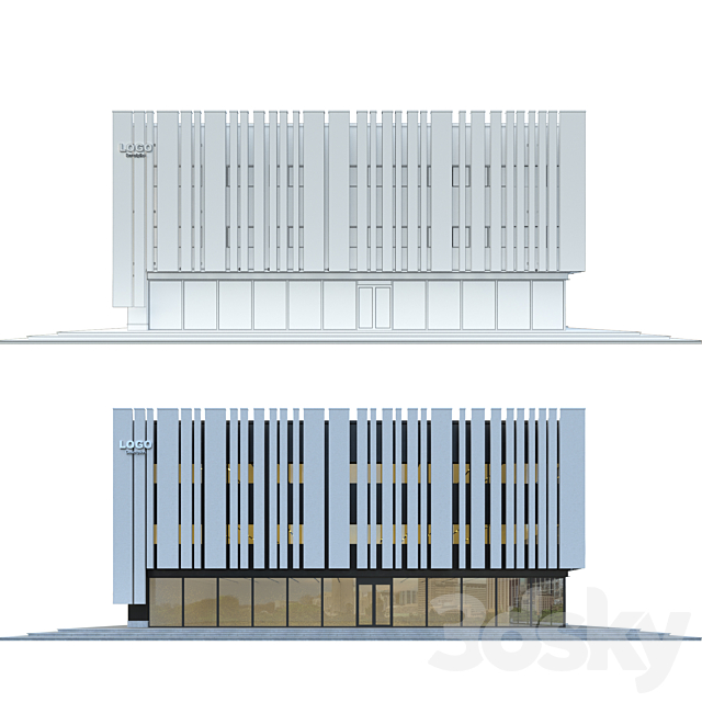 Modern Commercial Building No 2 3DS Max Model - thumbnail 4