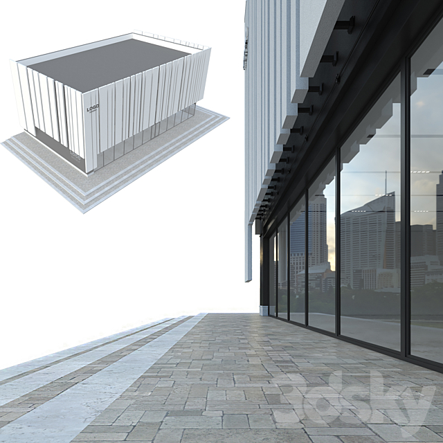 Modern Commercial Building No 2 3DS Max Model - thumbnail 7