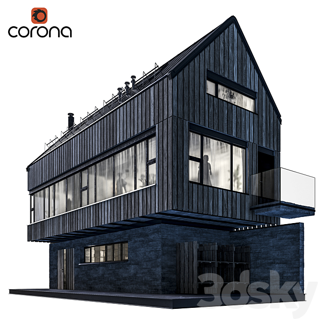 Modern house 07 | night 3DS Max Model - thumbnail 2