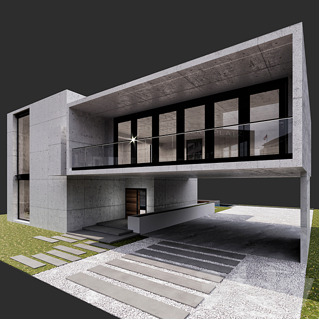 MODERN HOUSE NO14 3DS Max Model - thumbnail 3