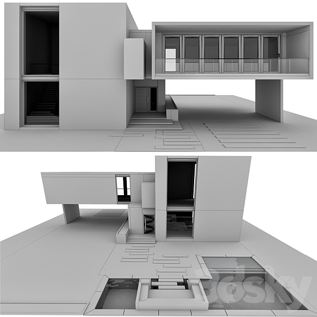 MODERN HOUSE NO14 3DS Max Model - thumbnail 7