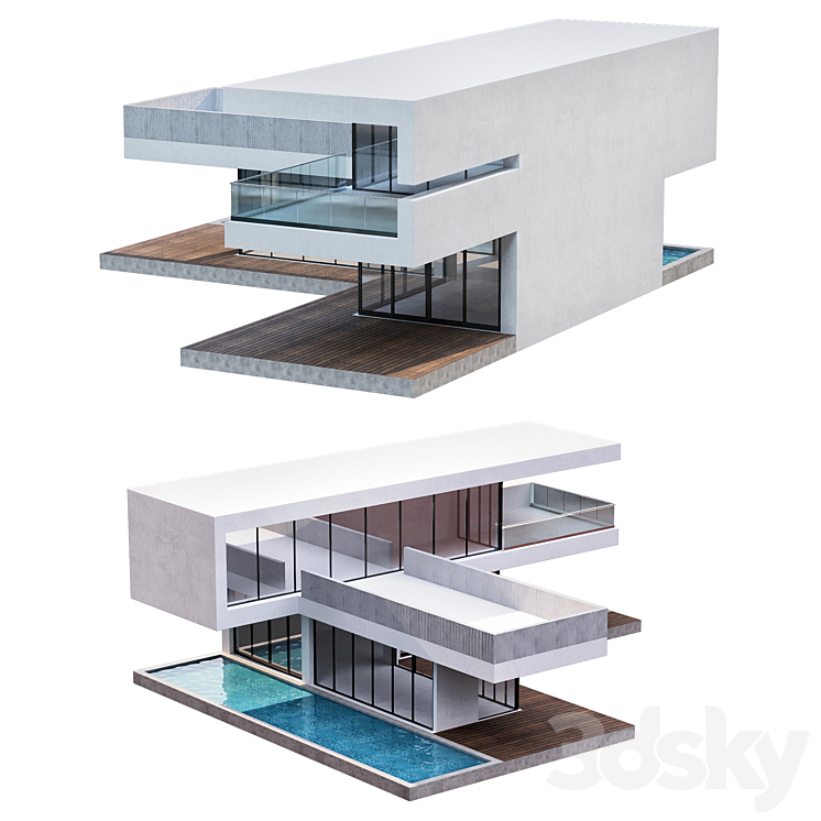 Modern House No4 3DS Max - thumbnail 2