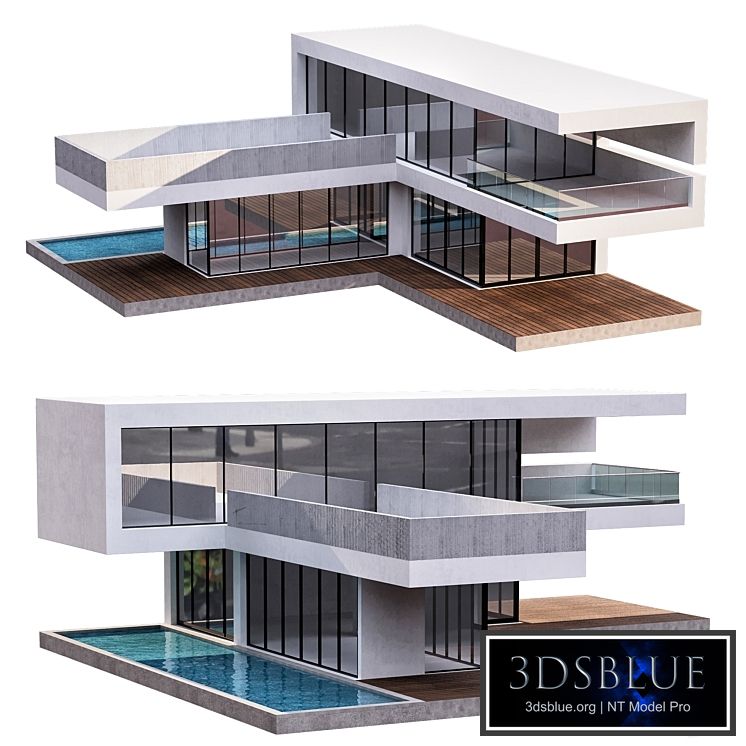 Modern House No4 3DS Max - thumbnail 3