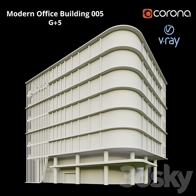 Modern Office Building 005 G + 5 3DS Max Model - thumbnail 2