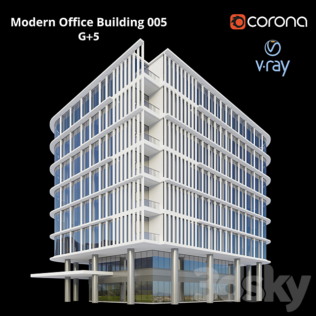 Modern Office Building 005 G + 5 3DS Max Model - thumbnail 4