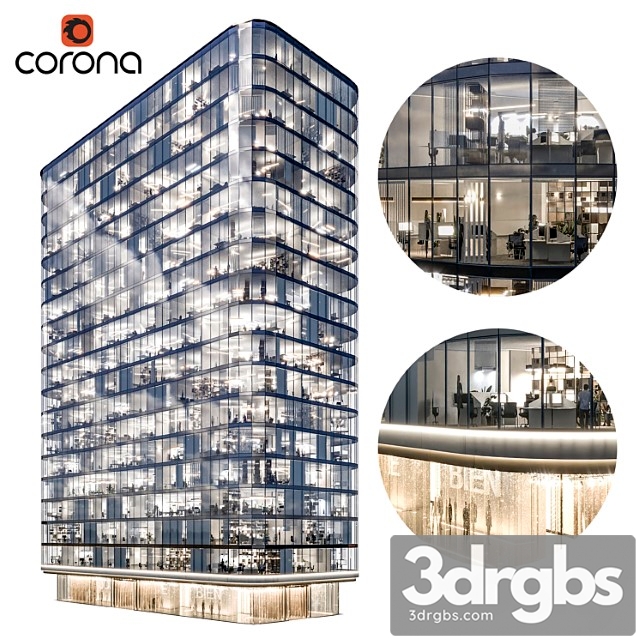 Modern office building 01 3dsmax Download - thumbnail 1