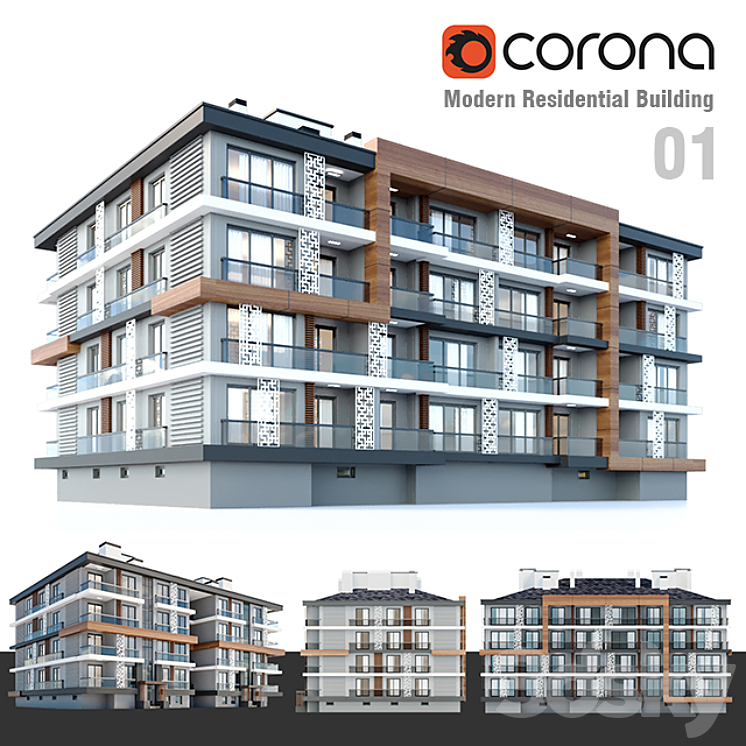Modern Residential Building 01 3DS Max - thumbnail 1