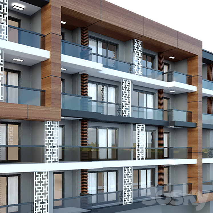 Modern Residential Building 01 3DS Max - thumbnail 2