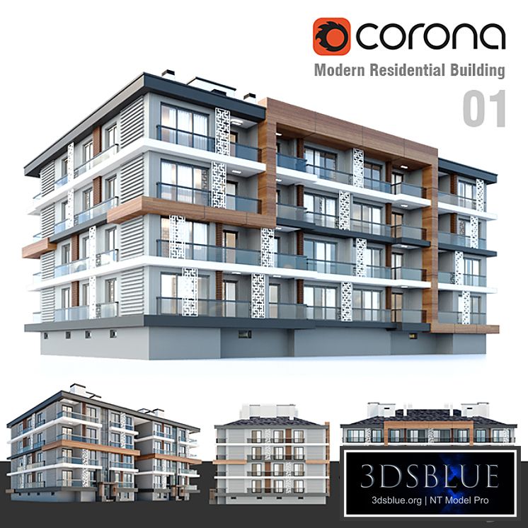 Modern Residential Building 01 3DS Max - thumbnail 3