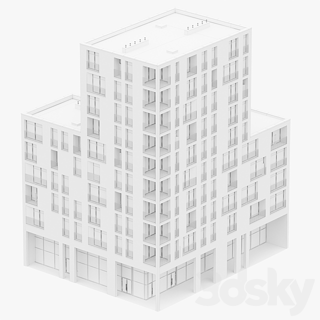 Modern residential building 01 | night 3DSMax File - thumbnail 5