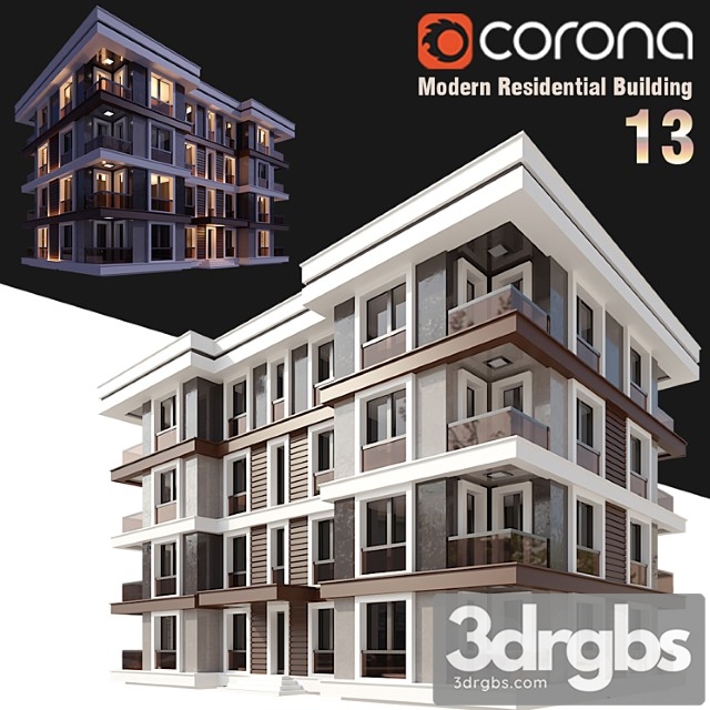 Modern Residential Building 013 3dsmax Download - thumbnail 1