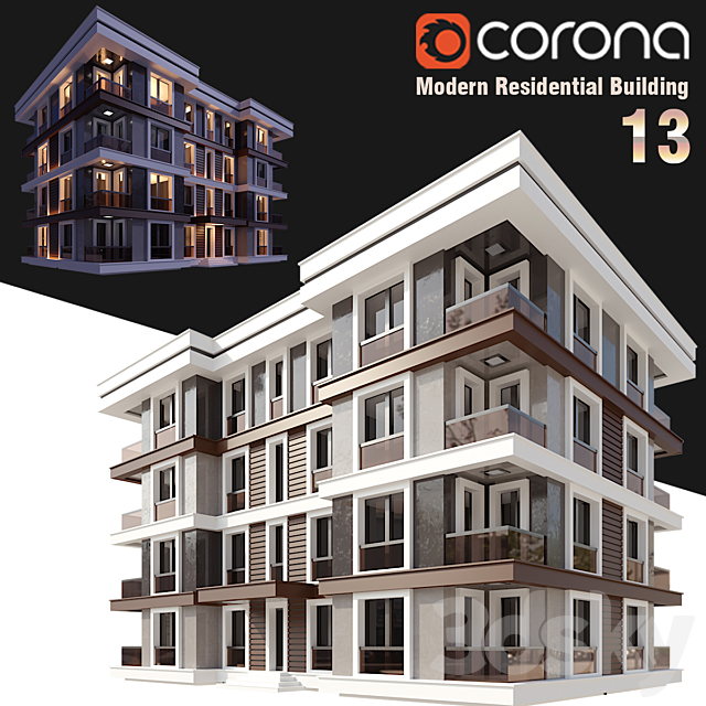 Modern Residential Building 013 3DSMax File - thumbnail 1