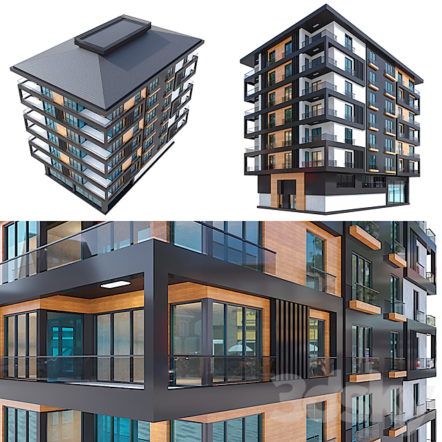 Modern Residential Building 014 3DS Max Model - thumbnail 2