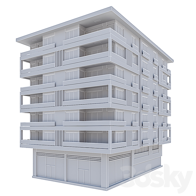 Modern Residential Building 014 3DS Max Model - thumbnail 3