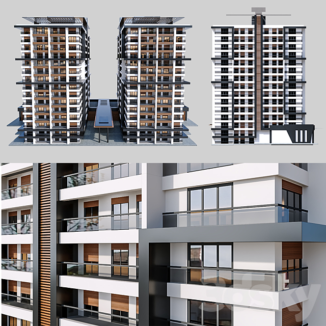 Modern Residential Building 016 3DS Max Model - thumbnail 2