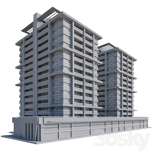 Modern Residential Building 016 3DS Max Model - thumbnail 3