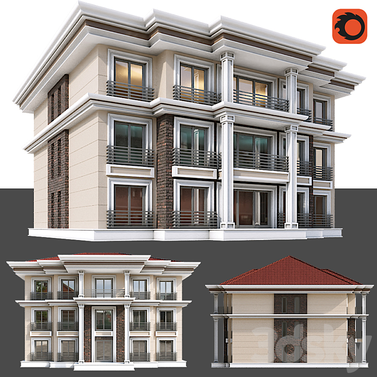 Modern Residential Building 020 3DS Max - thumbnail 1