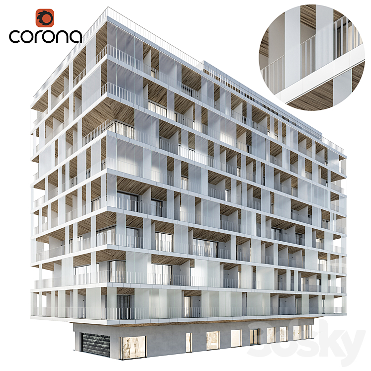 Modern residential building 03 3DS Max - thumbnail 1