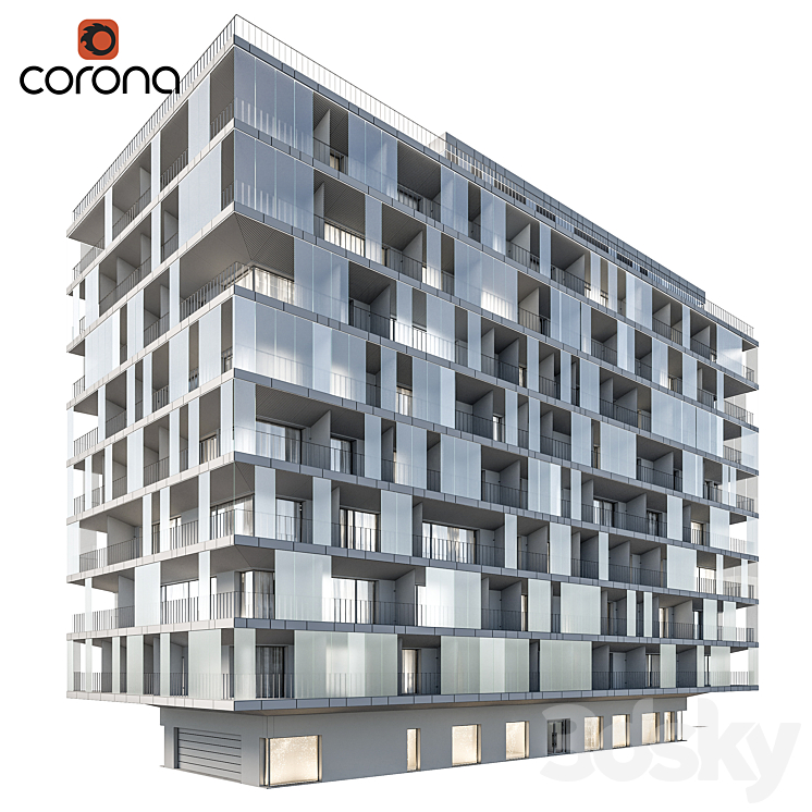 Modern residential building 03 3DS Max - thumbnail 2