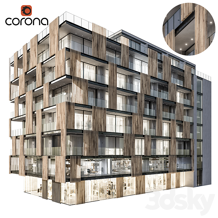 Modern residential building 04 3DS Max - thumbnail 1