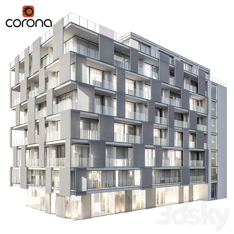 Modern residential building 04 3DS Max - thumbnail 2