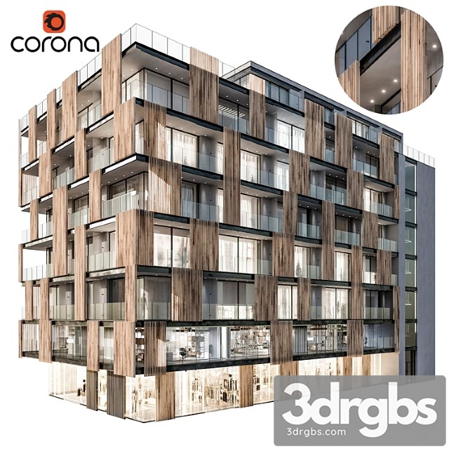 Modern Residential Building 04 3dsmax Download - thumbnail 1