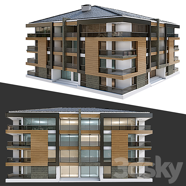 Modern Residential Building 17 3DS Max Model - thumbnail 2