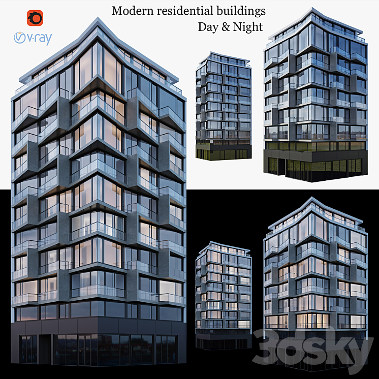 Modern residential building 2 3DS Max - thumbnail 1