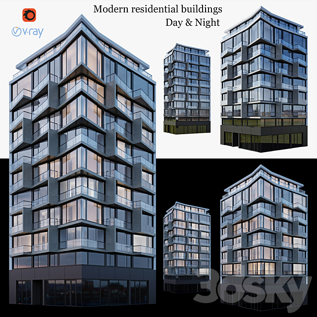 Modern residential building 2 3DSMax File - thumbnail 1