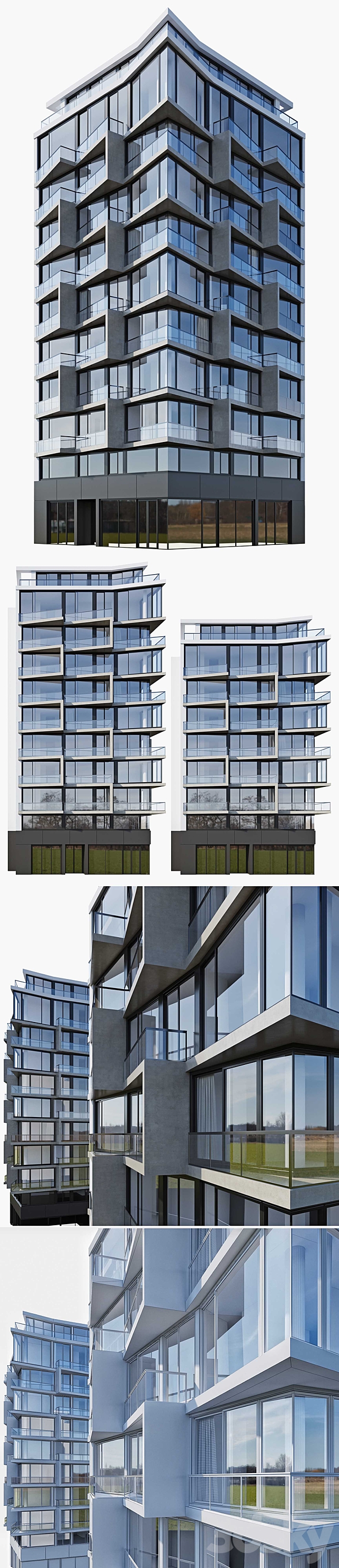 Modern residential building 2 3DSMax File - thumbnail 3