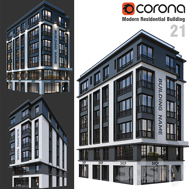 Modern Residential Building 21 3DSMax File - thumbnail 1