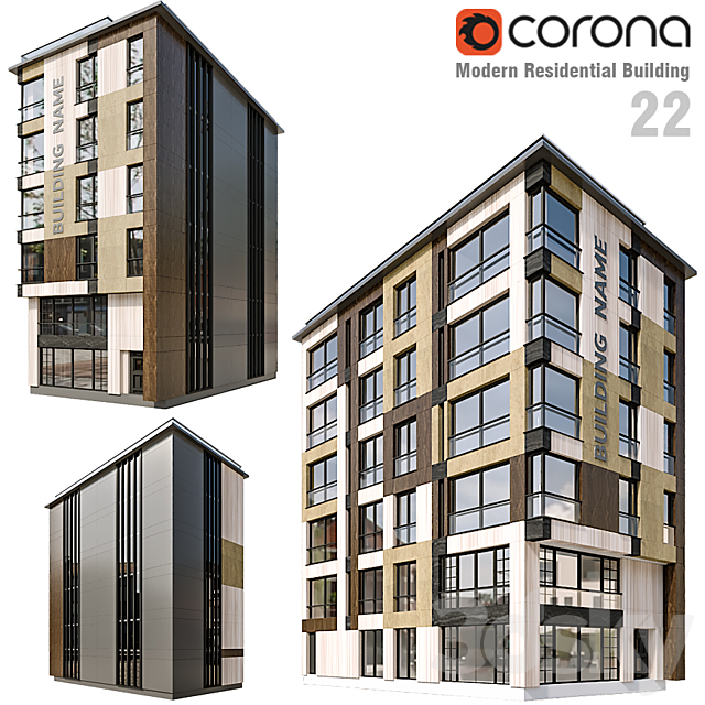 Modern Residential Building 22 3DSMax File - thumbnail 1