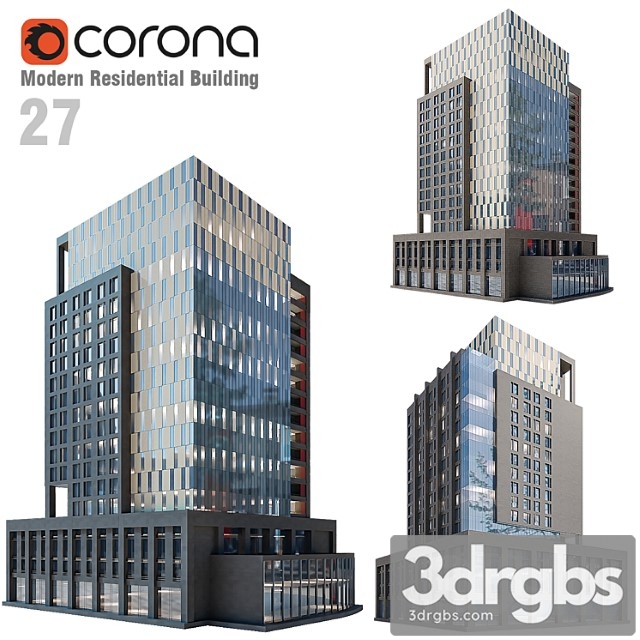 Modern Residential Building 27 3dsmax Download - thumbnail 1