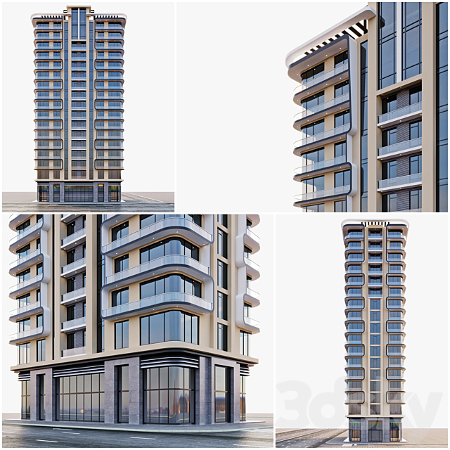 modern residential building 3DS Max Model - thumbnail 2