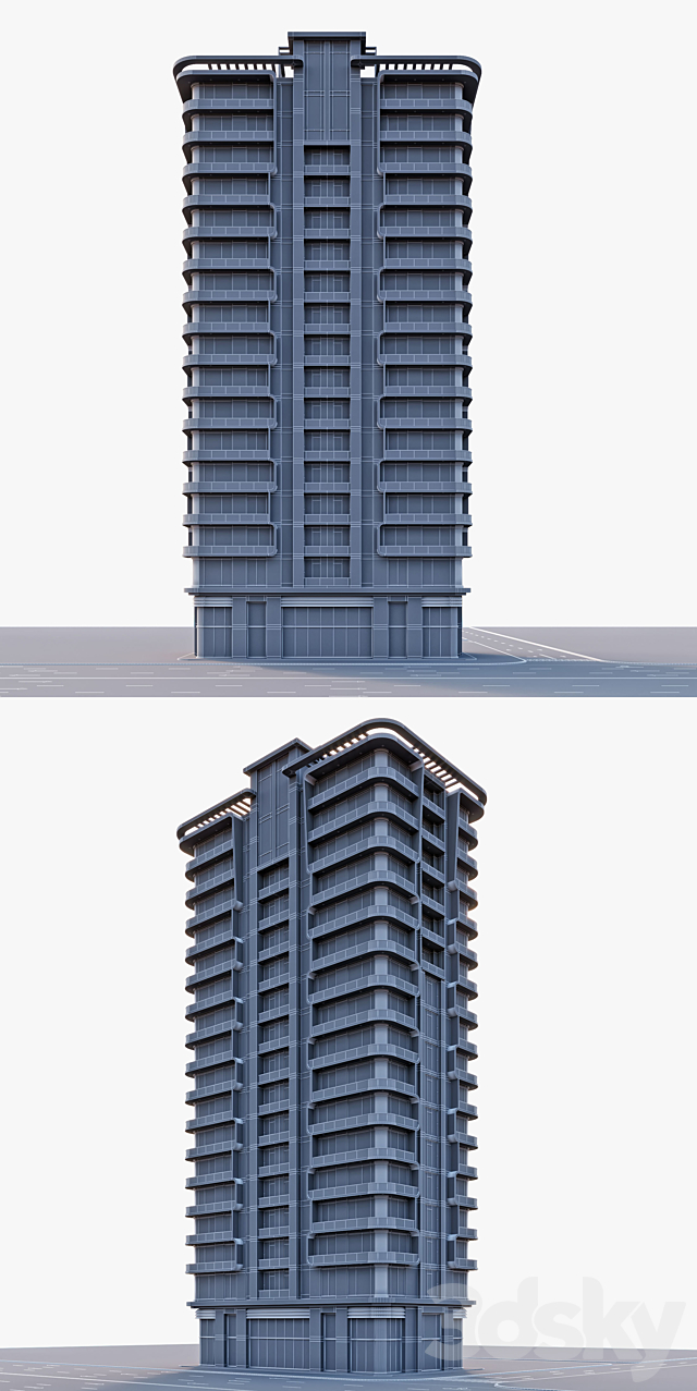 modern residential building 3DS Max Model - thumbnail 3