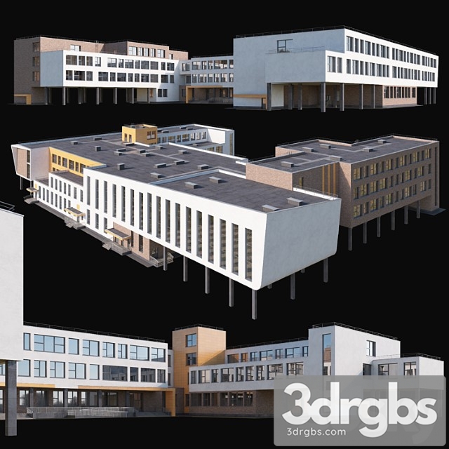 Modern school building 3dsmax Download - thumbnail 1
