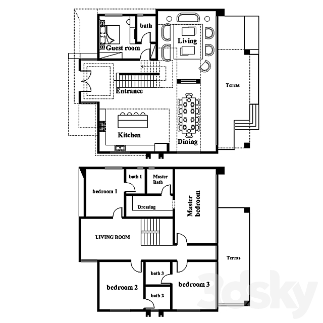 Modern Villa 2 3DS Max Model - thumbnail 5