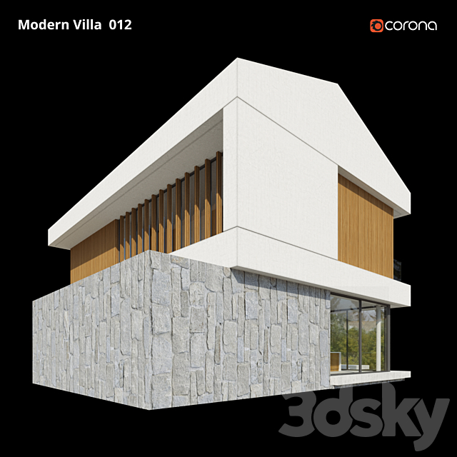 Modern Villa Design 012 G + 2 3DS Max Model - thumbnail 3