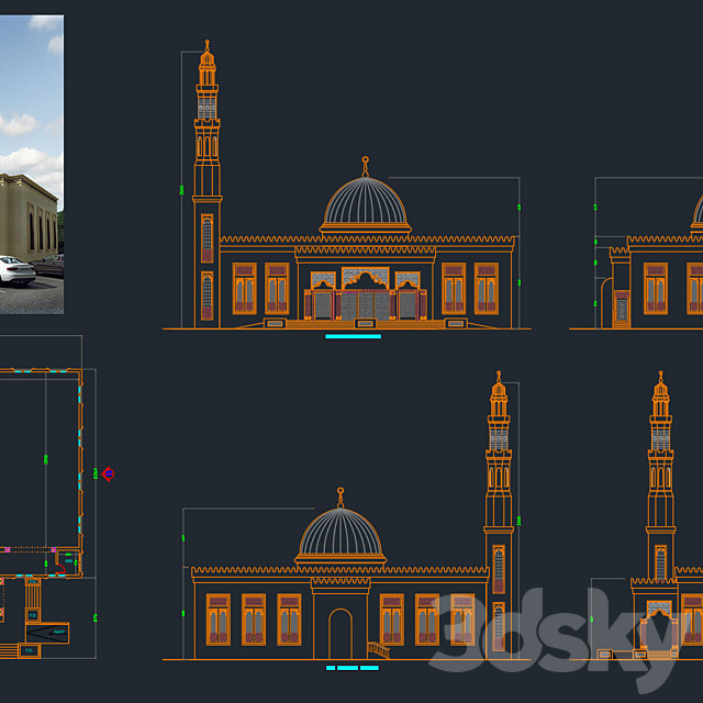 Mosque (jame) 3DS Max Model - thumbnail 3