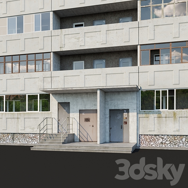 Multi-storey residential building (12 floors and 9 floors) 3DS Max Model - thumbnail 2