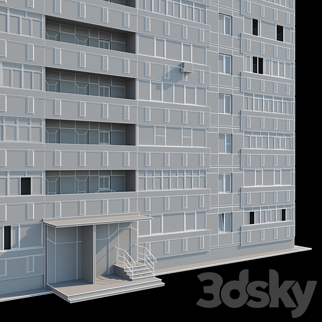 Multi-storey residential building (12 floors and 9 floors) 3DS Max Model - thumbnail 4