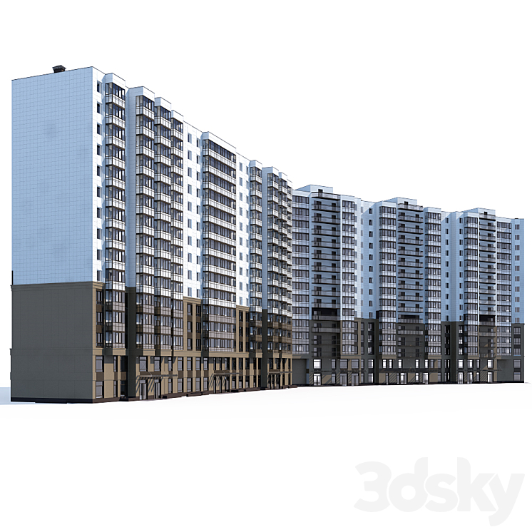 Multi-storey residential building 3DS Max - thumbnail 1