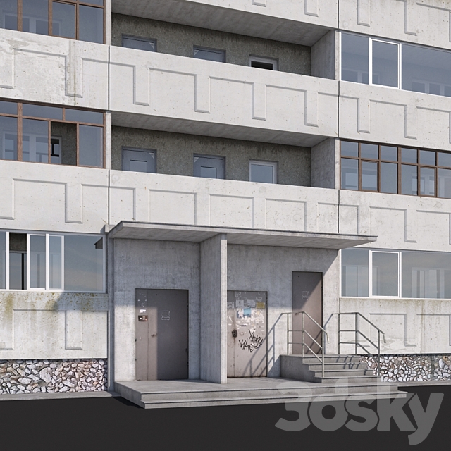 Multi-storey residential building 3DS Max Model - thumbnail 2