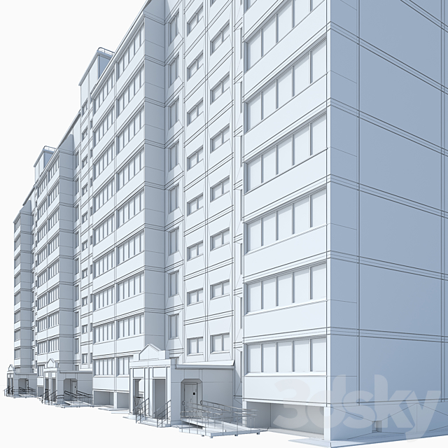 Multi-storey residential building 3DS Max Model - thumbnail 3