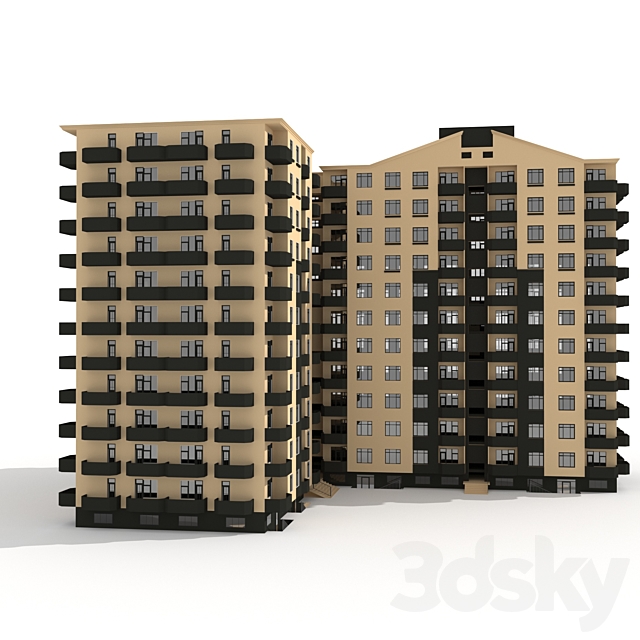 Multi-storey residential building 3DS Max Model - thumbnail 2