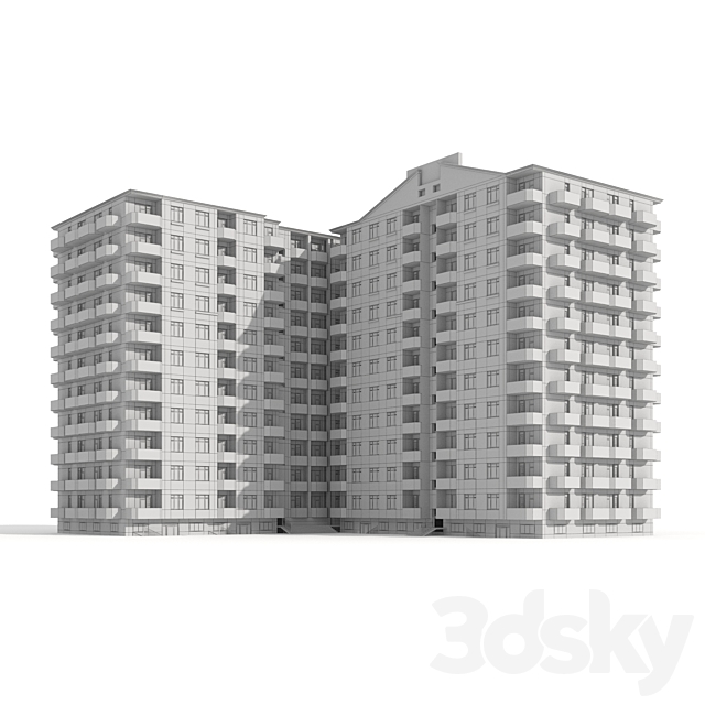 Multi-storey residential building 3DS Max Model - thumbnail 3